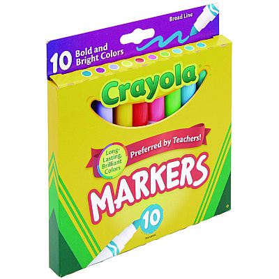 Crayola Non-Washable Marker, Broad Bullet Tip, Assorted Tropical Colors, 10/Pack (CYO587725)