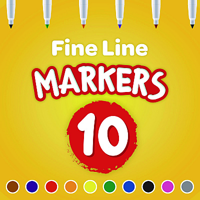 Crayola Non-Washable Marker, Fine Bullet Tip, Assorted Classic Colors, 10/Pack (CYO587726)