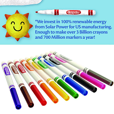 Crayola Non-Washable Marker, Fine Bullet Tip, Assorted Classic Colors, 10/Pack (CYO587726)