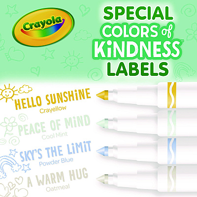 Crayola Colors of Kindness Fine Line Washable Markers, Fine Bullet Tip, Assorted Colors, 10/Box (CYO587807)