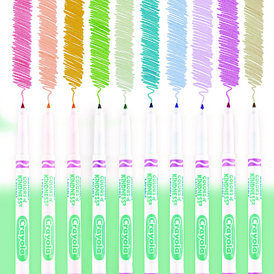 Crayola Colors of Kindness Fine Line Washable Markers, Fine Bullet Tip, Assorted Colors, 10/Box (CYO587807)