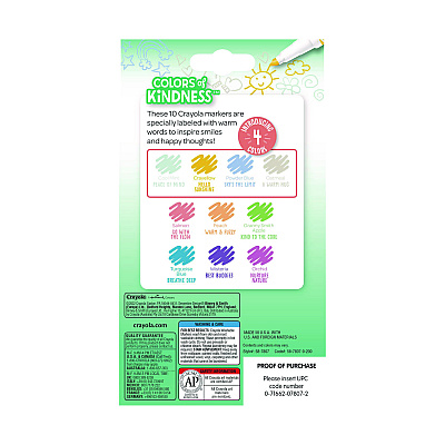 Crayola Colors of Kindness Fine Line Washable Markers, Fine Bullet Tip, Assorted Colors, 10/Box (CYO587807)