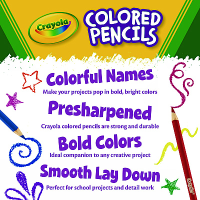 Crayola Long-Length Colored Pencil Set, 3.3 mm, 2B, Assorted Lead and Barrel Colors, 50/Box (CYO684050)