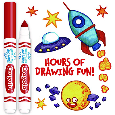 Crayola Broad Line Washable Markers, Broad Bullet Tip, Red, 12/Box (CYO587800038)
