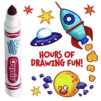 Crayola Broad Line Washable Markers, Broad Bullet Tip, Red, 12/Box (CYO587800038)