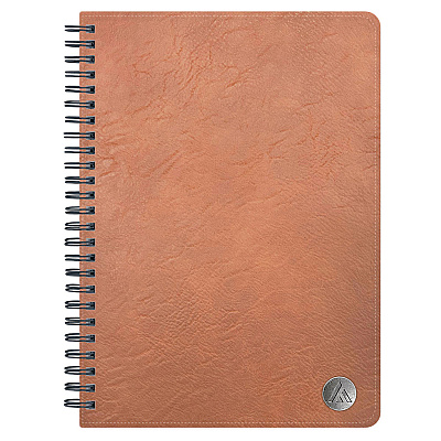 Blue Sky ASMBLD Faux Leather Wirebound Notebook, 1-Subject, Medium/College Rule, Tan Cover, (80) 8.5 x 5.75 Sheets (BLS150538)