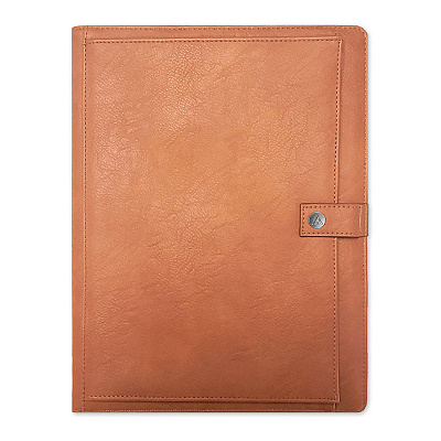 Blue Sky ASMBLD Professional Faux Leather Padfolio, 8.5 x 11 Pad, 9.45 x 12.13, Snap Closure, Tan (BLS150537)