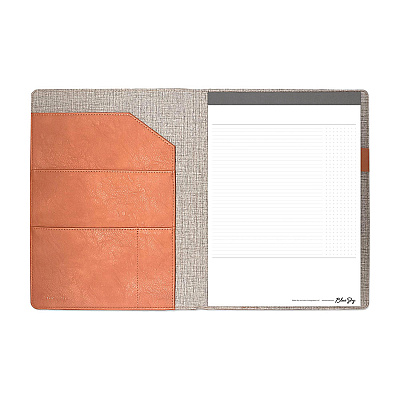 Blue Sky ASMBLD Professional Faux Leather Padfolio, 8.5 x 11 Pad, 9.45 x 12.13, Snap Closure, Tan (BLS150537)