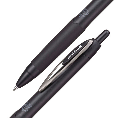 uniball 207 Plus+ Gel Pen, Retractable, Micro 0.5 mm, Black Ink, Black Barrel, Dozen (UBC70606)