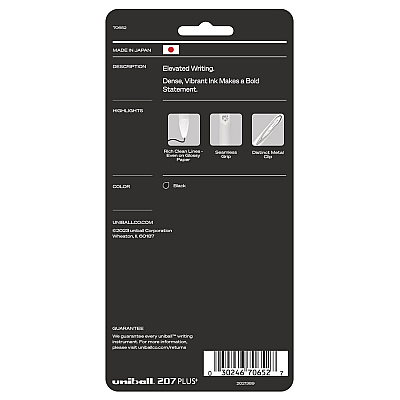 uniball 207 Plus+ Gel Pen, Retractable, Medium 0.7 mm, Black Ink, White Barrel, 4/Pack (UBC70652)