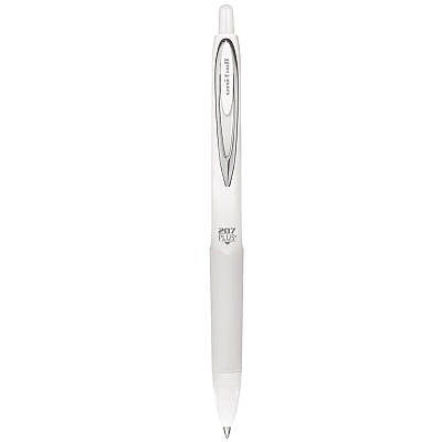 uniball 207 Plus+ Gel Pen, Retractable, Medium 0.7 mm, Black Ink, White Barrel, 4/Pack (UBC70652)