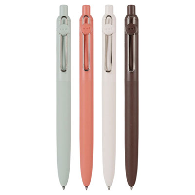 uniball Zento Gel Pen, Retractable, Medium 0.7 mm, Black Ink, Adobe/Linen/Mist/Umber Barrel Colors, Dozen (UBC70660)
