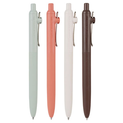 uniball Zento Gel Pen, Retractable, Medium 0.7 mm, Black Ink, Adobe/Linen/Mist/Umber Barrel Colors, Dozen (UBC70660)