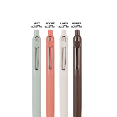 uniball Zento Gel Pen, Retractable, Medium 0.7 mm, Black Ink, Adobe/Linen/Mist/Umber Barrel Colors, Dozen (UBC70660)