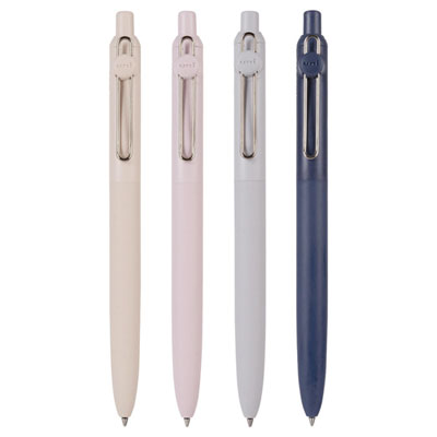 uniball Zento Gel Pen, Retractable, Medium 0.7 mm, Black Ink, Coastal/Fog/Ivory/Lavender Barrel Colors, Dozen (UBC70663)