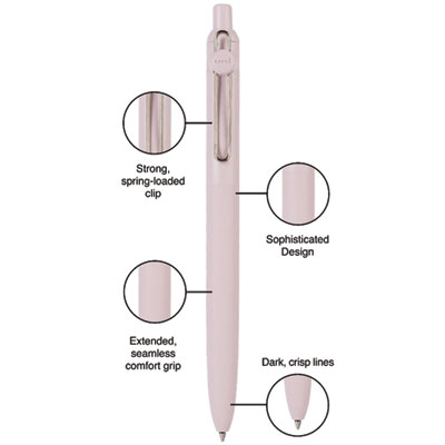 uniball Zento Gel Pen, Retractable, Medium 0.7 mm, Black Ink, Coastal/Fog/Ivory/Lavender Barrel Colors, Dozen (UBC70663)