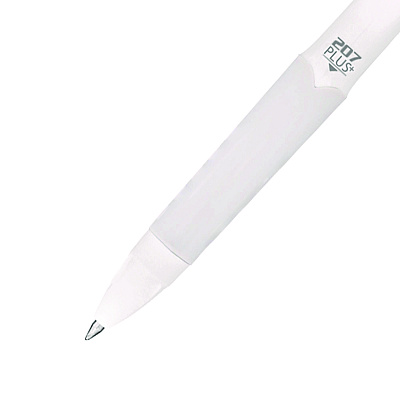 uniball 207 Plus+ Gel Pen, Retractable, Medium 0.7 mm, Black Ink, White Barrel, Dozen (UBC70706)