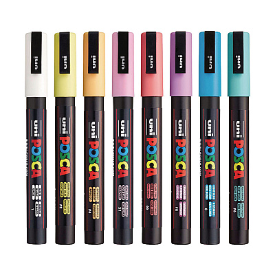 POSCA Water-Based Paint Markers, Fine Bullet Tip, 0.9 mm/1.3 mm, Assorted Colors, 8/Set (UBCPC3M8CSFTCLR)