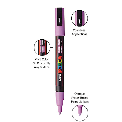 POSCA Water-Based Paint Markers, Fine Bullet Tip, 0.9 mm/1.3 mm, Assorted Colors, 8/Set (UBCPC3M8CSFTCLR)