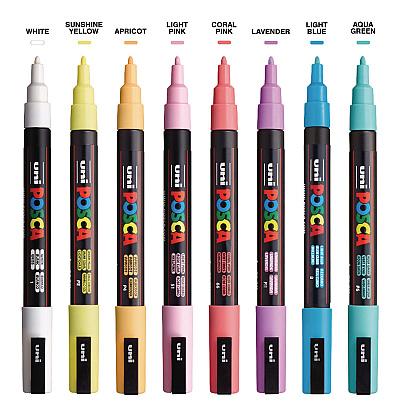 POSCA Water-Based Paint Markers, Fine Bullet Tip, 0.9 mm/1.3 mm, Assorted Colors, 8/Set (UBCPC3M8CSFTCLR)