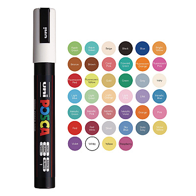 POSCA Water-Based Paint Markers, Medium Bullet Tip, 1.8 mm/2.5 mm, Assorted Colors, 8/Set (UBCPC5M8CSFTCLR)