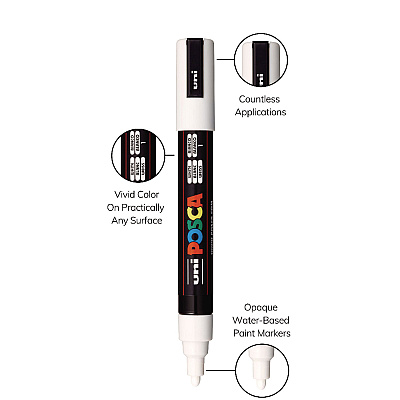 POSCA Water-Based Paint Markers, Medium Bullet Tip, Assorted Colors, 4/Set (UBCPC5M4C)