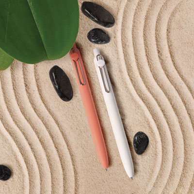 uniball Zento Gel Pen, Retractable, Medium 0.7 mm, Black Ink, Adobe/Linen/Mist/Umber Barrel Colors, Dozen (UBC70660)