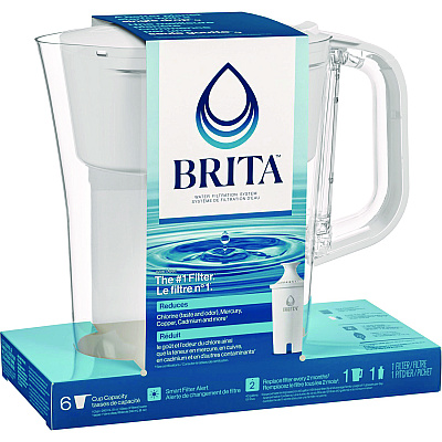Brita Small 6-Cup Water Filter Pitcher with 1 Standard Filter, Clear, 2/Carton (CLO36089)