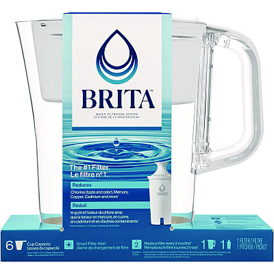 Brita Small 6-Cup Water Filter Pitcher with 1 Standard Filter, Clear, 2/Carton (CLO36089)