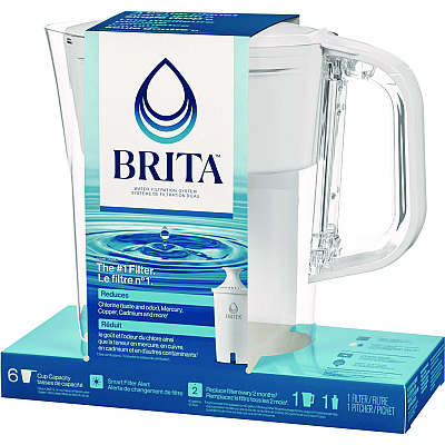 Brita Small 6-Cup Water Filter Pitcher with 1 Standard Filter, Clear (CLO36089EA)