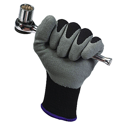 KleenGuard G40 Latex Coated Gloves, 270 mm Length, 11 X-Large, Poly/Cotton, Gray/Black, 12 Pairs/Pack (KCC97274)