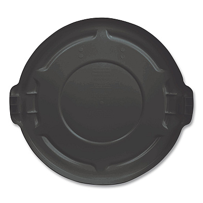 Rubbermaid Commercial BRUTE Self-Draining Flat Top Lids for 32 gal Round BRUTE Containers, 22.25" Diameter, Black (1867532EA)