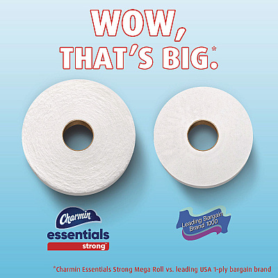 Charmin Essentials Strong Bathroom Tissue, Septic Safe, 1-Ply, White, 429/Roll, 36 Rolls/Carton (PGC05044)