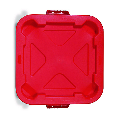 Rubbermaid Commercial Square BRUTE Lid, 21.88w x 21.88d x 2.13h, Red, 6/Carton (FG352900RED)
