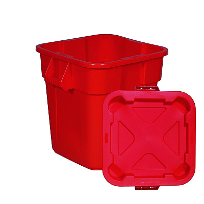 Rubbermaid Commercial Square BRUTE Lid, 21.88w x 21.88d x 2.13h, Red, 6/Carton (FG352900RED)