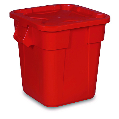 Rubbermaid Commercial Square BRUTE Lid, 21.88w x 21.88d x 2.13h, Red, 6/Carton (FG352900RED)