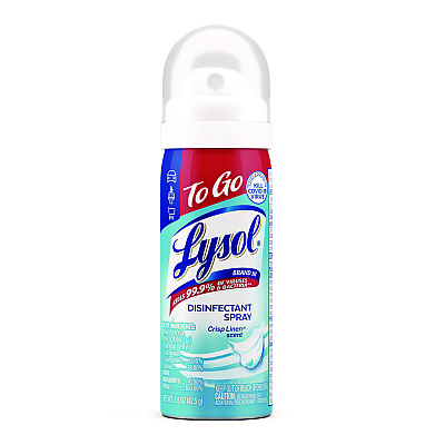 LYSOL Disinfectant Spray To Go, Crisp Linen Scent, 1.5 oz Aerosol Spray, 12/Carton (RAC99923CT)