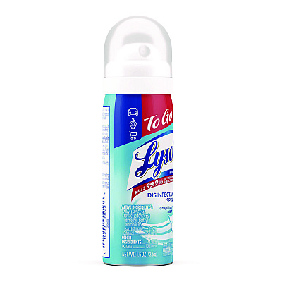 LYSOL Disinfectant Spray To Go, Crisp Linen Scent, 1.5 oz Aerosol Spray, 12/Carton (RAC99923CT)