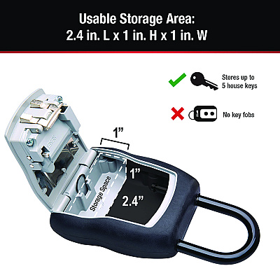 Master Lock Locking Combination 5 Key Steel Box, 3.25" Wide, Black/Silver (MLK5400D)