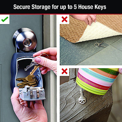 Master Lock Locking Combination 5 Key Steel Box, 3.25" Wide, Black/Silver (MLK5400D)