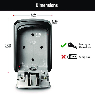 Master Lock Locking Combination 5 Key Steel Box, 3.25" Wide, Black/Silver (MLK5401D)
