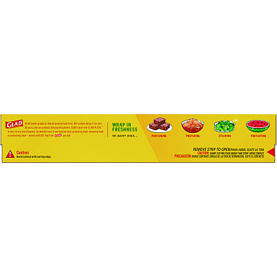 Glad Cling'N Seal Plastic Food Wrap, 200 Square Foot Roll, Clear, 12 Rolls/Carton (CLO00020CT)