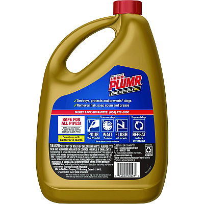Liquid Plumr Pro-Strength Full Clog Destroyer Plus PipeGuard, Gel, 80 oz, 6/Carton (CLO00228CT)