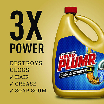 Liquid Plumr Pro-Strength Full Clog Destroyer Plus PipeGuard, Gel, 80 oz, 6/Carton (CLO00228CT)