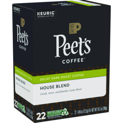 Peet's Coffee House Blend Decaf  K-Cups, 22/Box (GMT6544)