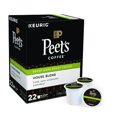 Peet's Coffee House Blend Decaf  K-Cups, 22/Box (GMT6544)