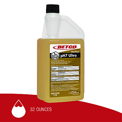 Betco pH7 Ultra Floor Cleaner, Lemon Scent, 32 oz Bottle, 6/Carton (BET1784800)