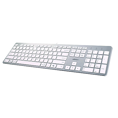 Adesso AKB-730UW Keyboard, Silver/White
