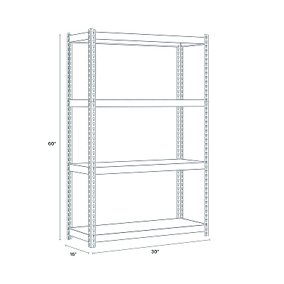Alera Steel Shelving with Particleboard Shelves, Four-Shelf, 30w x 16d x 60h, Steel, Black (ALESU601630P)