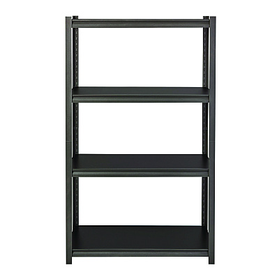 Alera Steel Shelving Unit with Laminate Shelves, Four-Shelf, 36w x 18d x 60h, Steel, Black/Gun Metal Gray (ALESU601836L)